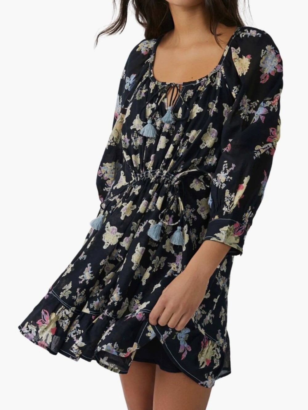 Free People Camella Floral Print Minidress Tassels Size XS
